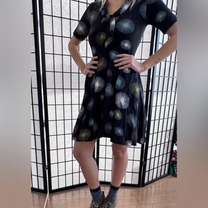 Effie's Heart Black Dress with Geometric Patterns